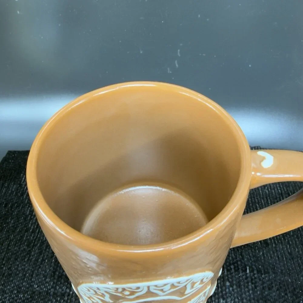 Pottery‎ Barn Gingerbread Stoneware Alphabet Letter G Mug Cup Matte Brown 15 Oz